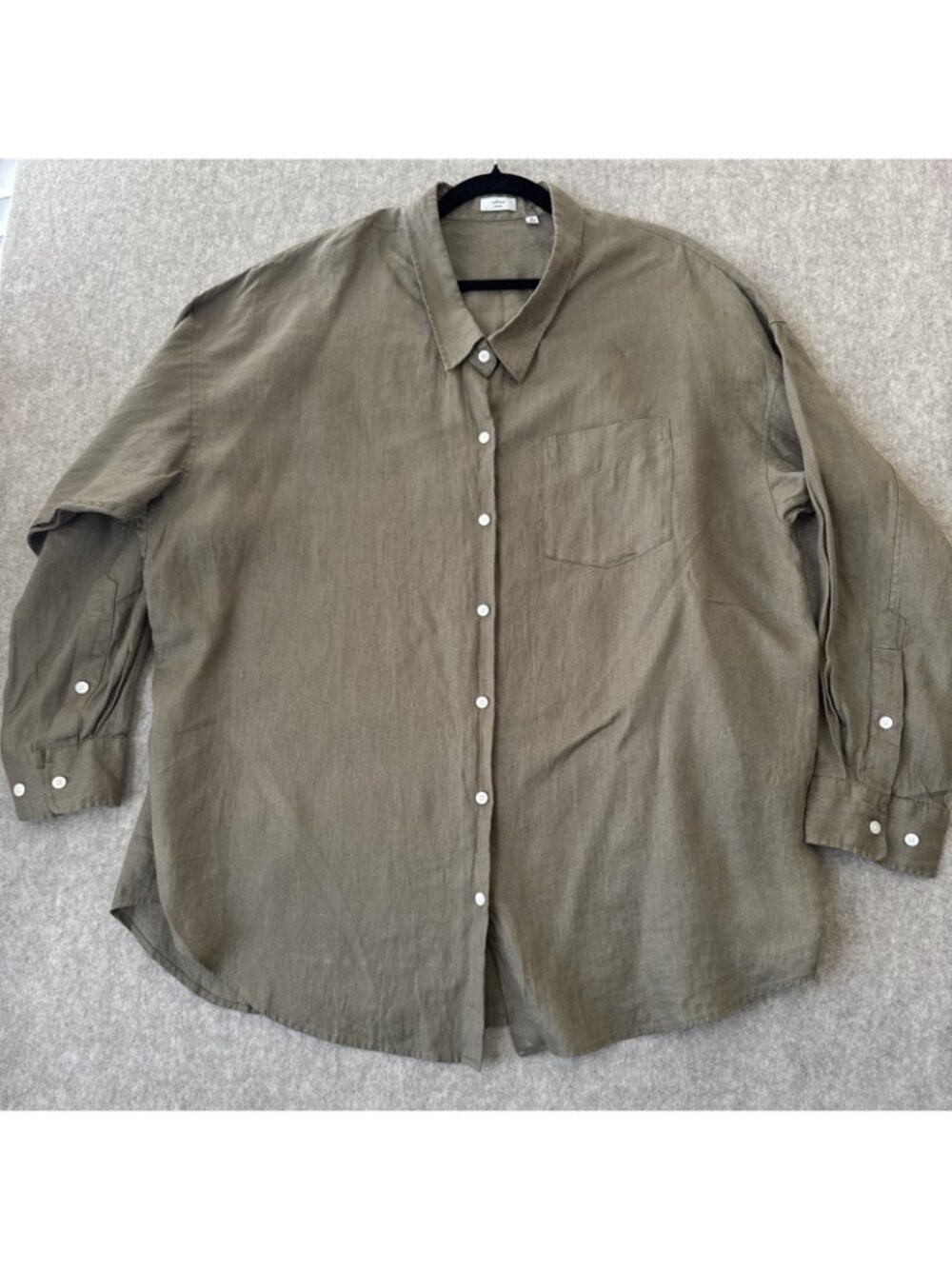 Aritzia Wilfred Linen Shirt Womens Xl Green Reminisce Relaxed Long Sleeve Button View 2
